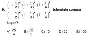 12. Sınıflar Matematik kazanım Test 9 soru9