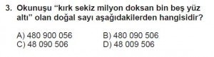 5. Sınıf Matematik kazanım Test 1 soru3