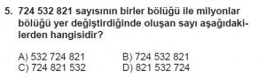 5. Sınıf Matematik kazanım Test 1 soru5