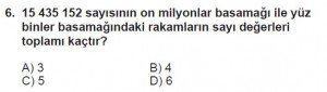 5. Sınıf Matematik kazanım Test 1 soru6