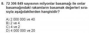 5. Sınıf Matematik kazanım Test 1 soru8