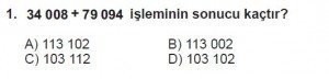5. Sınıf Matematik kazanım Test 2 soru1
