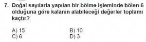 5. Sınıf Matematik kazanım Test 2 soru7