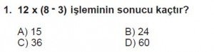 5. Sınıf Matematik kazanım Test 3 soru1