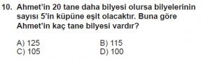 5. Sınıf Matematik kazanım Test 3 soru10