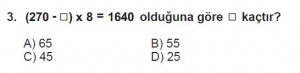 5. Sınıf Matematik kazanım Test 3 soru3