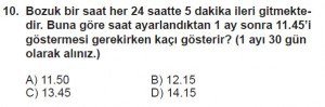 5. Sınıf Matematik kazanım Test 4 soru10