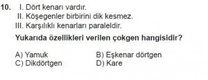 5. Sınıf Matematik kazanım Test 8 soru 10