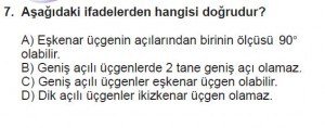 5. Sınıf Matematik kazanım Test 8 soru 7