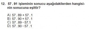 6. Sınıf Matematik kazanım Test 1 soru 12