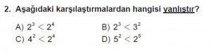 6. Sınıf Matematik kazanım Test 1 soru 2