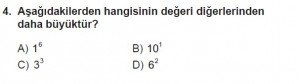 6. Sınıf Matematik kazanım Test 1 soru 4