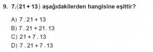 6. Sınıf Matematik kazanım Test 1 soru 9