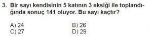 6. Sınıf Matematik kazanım Test 2 soru 3