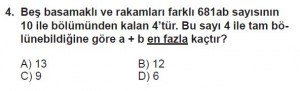6. Sınıf Matematik kazanım Test 3 soru 4