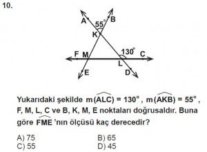 6. Sınıf Matematik kazanım Test 4 soru 10