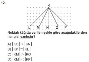 6. Sınıf Matematik kazanım Test 4 soru 12