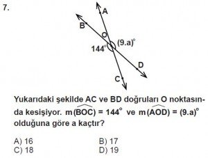 6. Sınıf Matematik kazanım Test 4 soru 7