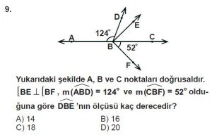 6. Sınıf Matematik kazanım Test 4 soru 9