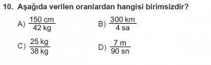 6. Sınıf Matematik kazanım Test 5 soru 10