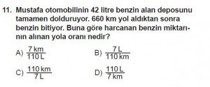 6. Sınıf Matematik kazanım Test 5 soru 11