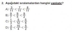 6. Sınıf Matematik kazanım Test 6 soru 2