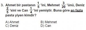 6. Sınıf Matematik kazanım Test 6 soru 3