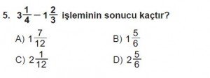 6. Sınıf Matematik kazanım Test 6 soru 5
