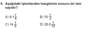 6. Sınıf Matematik kazanım Test 6 soru 6