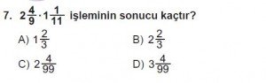 6. Sınıf Matematik kazanım Test 6 soru 7