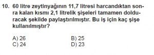 6. Sınıf Matematik kazanım Test 7 soru 10