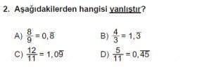 6. Sınıf Matematik kazanım Test 7 soru 2