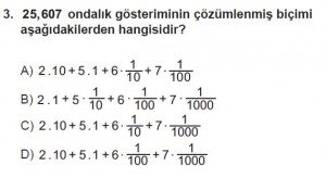 6. Sınıf Matematik kazanım Test 7 soru 3