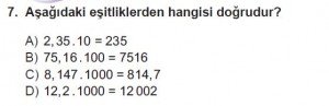 6. Sınıf Matematik kazanım Test 7 soru 7