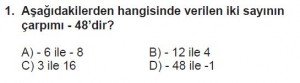7. Sınıf Matematik kazanım Test 1 soru 1