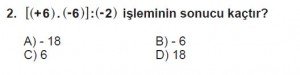 7. Sınıf Matematik kazanım Test 1 soru 2