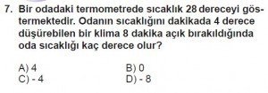 7. Sınıf Matematik kazanım Test 1 soru 7