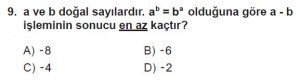 7. Sınıf Matematik kazanım Test 1 soru 9
