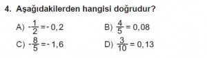 7. Sınıf Matematik kazanım Test 2 soru 4