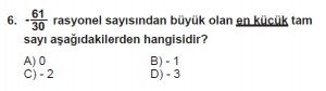 7. Sınıf Matematik kazanım Test 2 soru 6