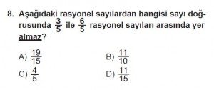 7. Sınıf Matematik kazanım Test 2 soru 8