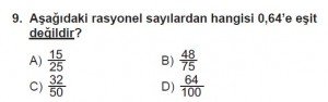 7. Sınıf Matematik kazanım Test 2 soru 9