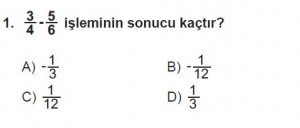 7. Sınıf Matematik kazanım Test 3 soru 1