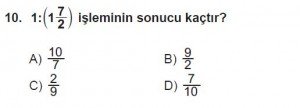 7. Sınıf Matematik kazanım Test 3 soru 10