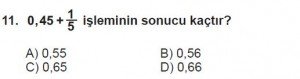 7. Sınıf Matematik kazanım Test 3 soru 11