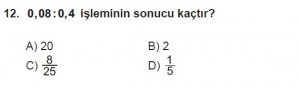 7. Sınıf Matematik kazanım Test 3 soru 12