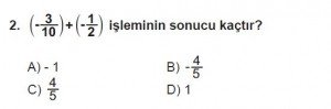 7. Sınıf Matematik kazanım Test 3 soru 2