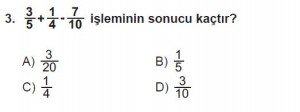 7. Sınıf Matematik kazanım Test 3 soru 3