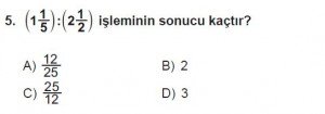 7. Sınıf Matematik kazanım Test 3 soru 5