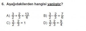7. Sınıf Matematik kazanım Test 3 soru 6